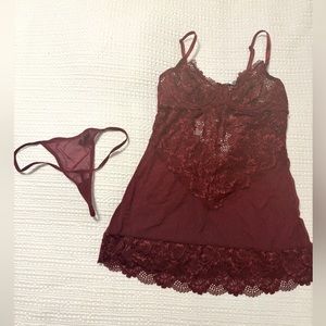 Oh La La Cheri Red Lace Chemise Size M